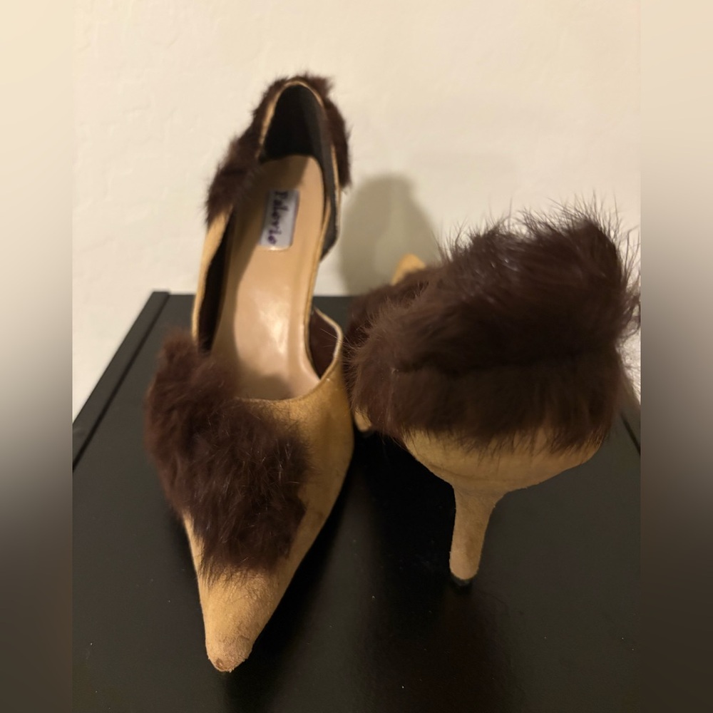 Brown Fur-Trimmed Heels